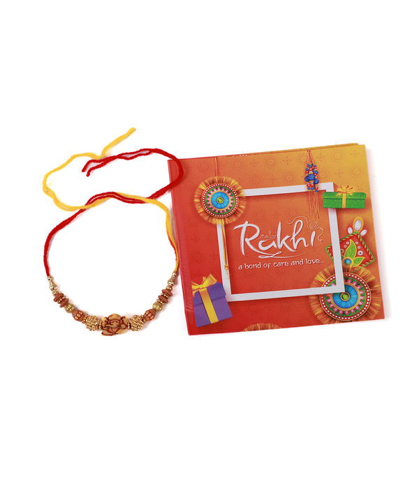 YouBella Designer Bracelet Rakhi and Greeting Card Combo Set for Brother Raksha Bandhan Gift for Brother (Style 1)